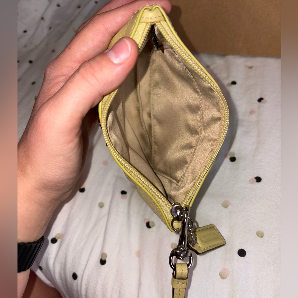 Coach Pale Yellow Leather Wristlet - Picture 5 of 10